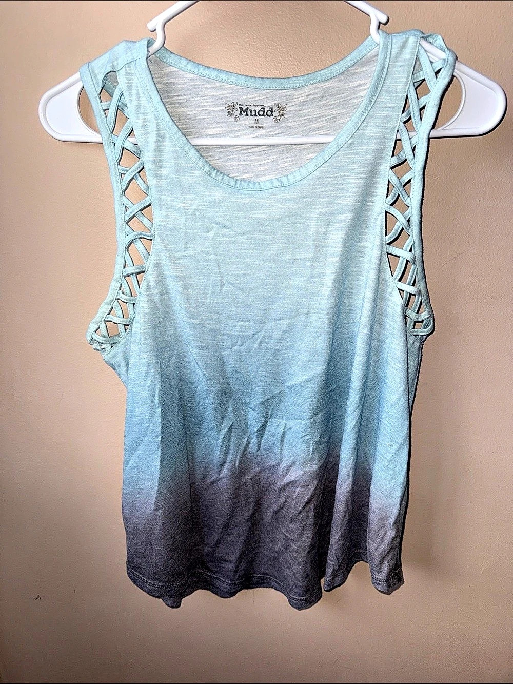 Mudd Ombre Lace-Up Tank Top in Blue & Black